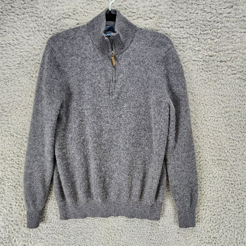 Biltmore Sweater Womens Large Gray Cashmere Long Sleeve 1/4 Zip